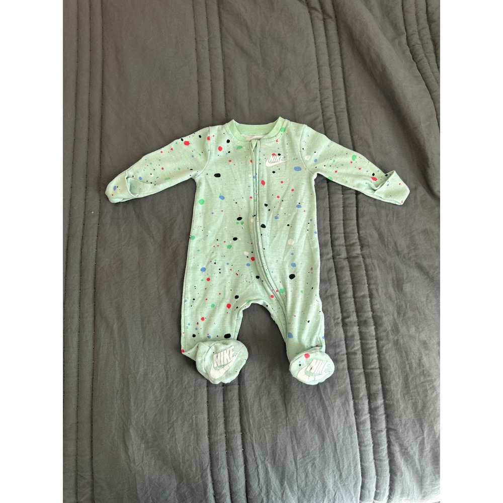 Nike Paint Splatter Footed Romper Size infant 3M Mint Green